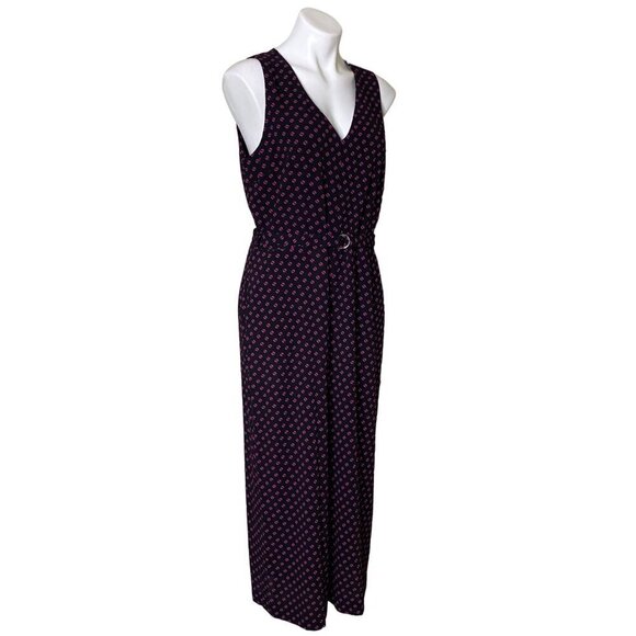 MICHAEL Michael Kors NWT $155 Dot Print Cropped Jumpsuit, Black Fuchsia Size 12 - Picture 5 of 14